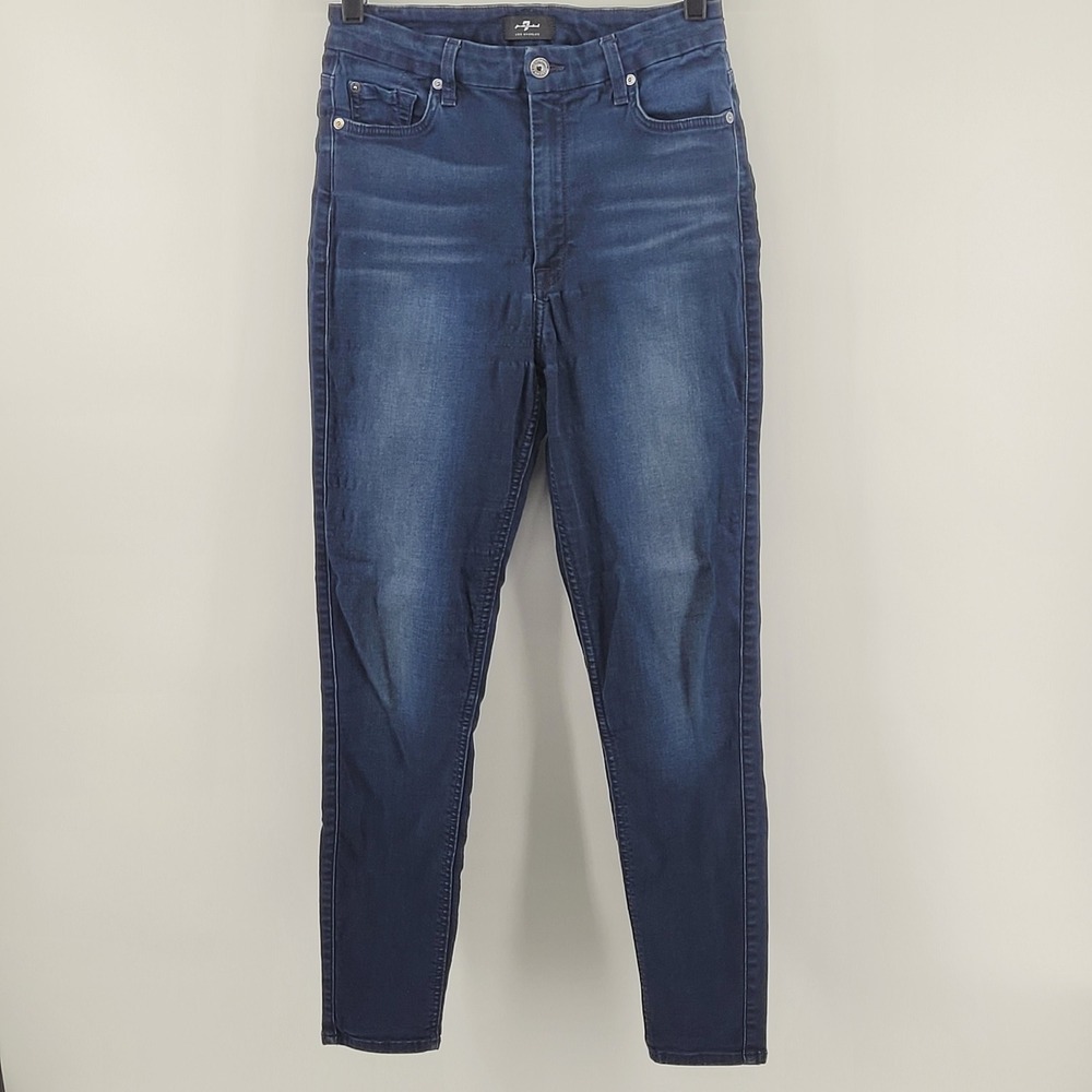 7 For All Mankind Skinny Jeans 28 Blue High Rise Stretch Denim Womens‎ Seven
